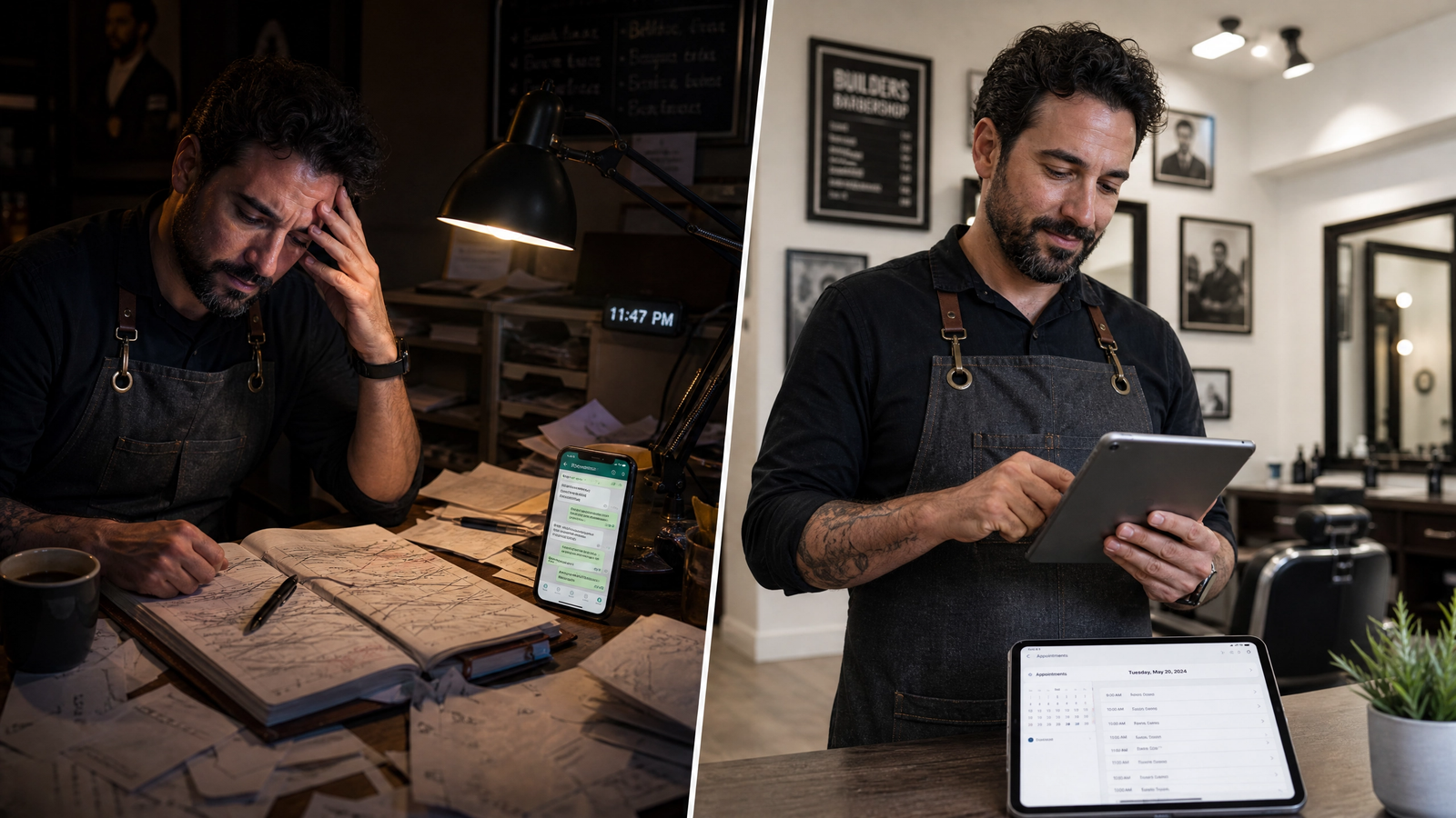 Agenda online para barberías comparada con agenda de papel